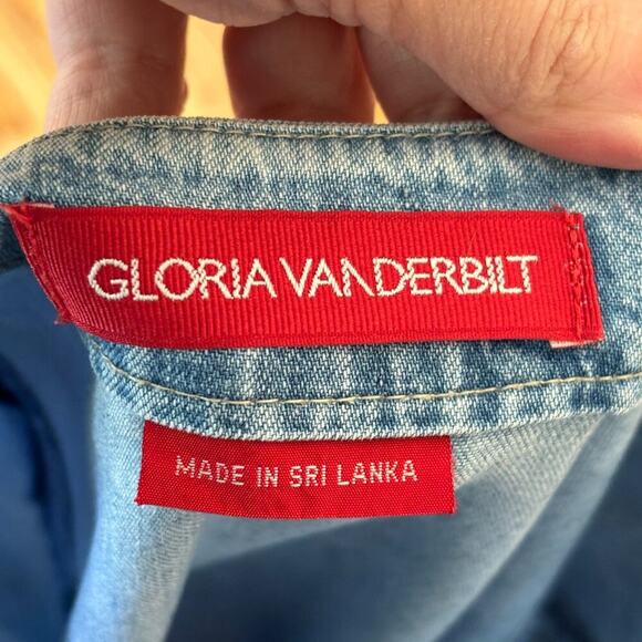 VTG GLORIA VANDERBILT A-line Denim Midi Skirt in Light Wash SZ 14 - Picture 9 of 12